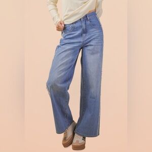 Classic Blue Wide-Leg Women Jeans